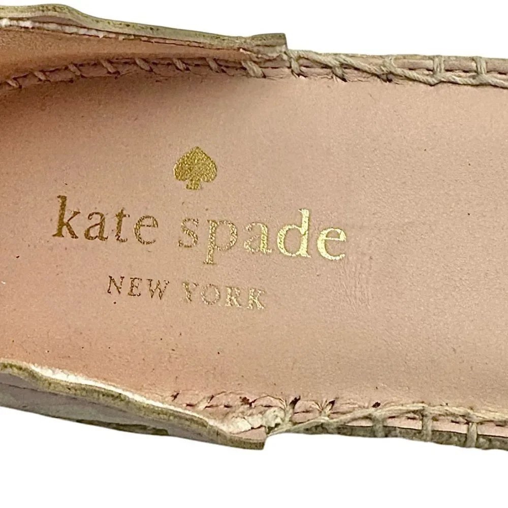Kate Spade Espadrille Wedge Thea Sandals Shoes Canvas Leather Size 8.5 B EUC